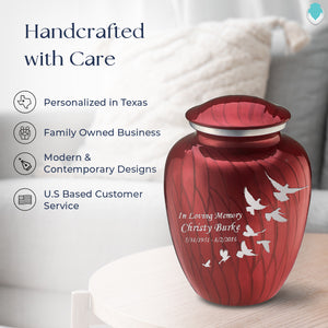 Adult Embrace Pearl Candy Red Doves Cremation Urn