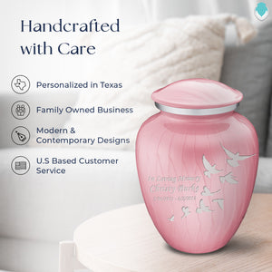 Adult Embrace Pearl Pink Doves Cremation Urn