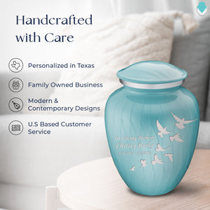 Adult Embrace Pearl Light Blue Doves Cremation Urn