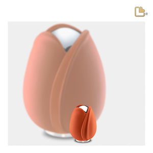 Tulipª Keepsake Urn Orange & Polished Silver