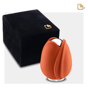 Tulipª Keepsake Urn Orange & Polished Silver