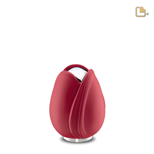 Tulipª Keepsake Urn Red & Polished Silver