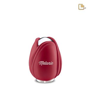 Tulipª Keepsake Urn Red & Polished Silver