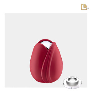 Tulipª Keepsake Urn Red & Polished Silver