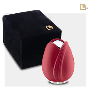 Tulipª Keepsake Urn Red & Polished Silver