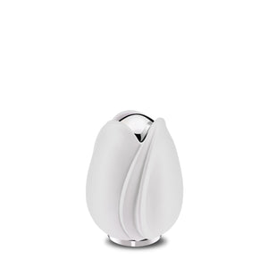 Tulipª Keepsake Urn White & Polished Silver