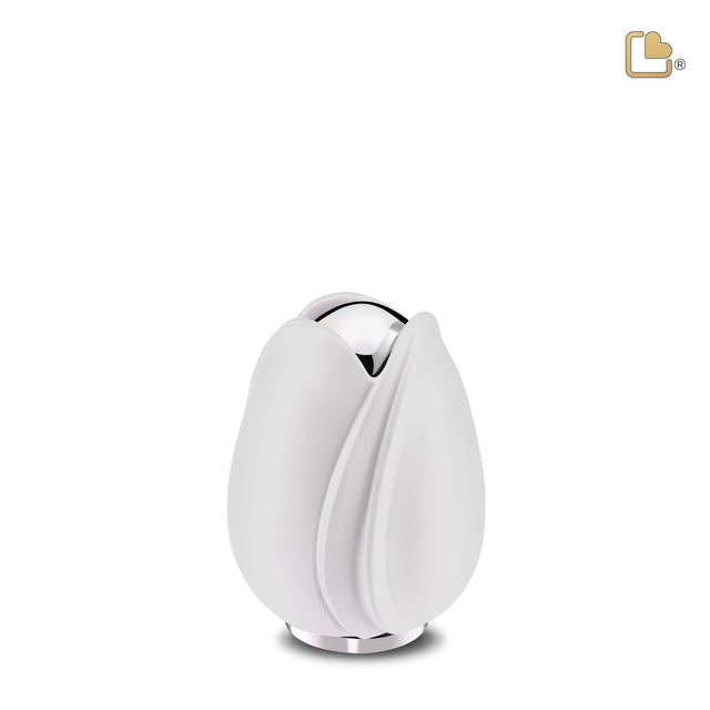 Tulipª Keepsake Urn White & Polished Silver