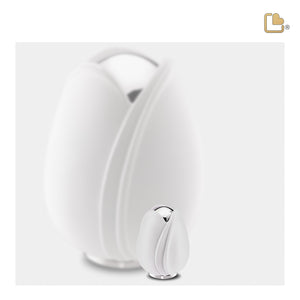 Tulipª Keepsake Urn White & Polished Silver