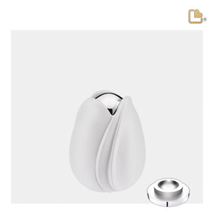 Tulipª Keepsake Urn White & Polished Silver