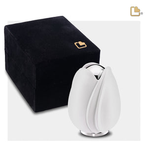 Tulipª Keepsake Urn White & Polished Silver