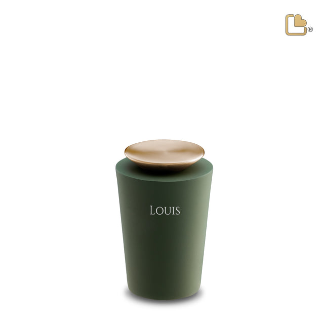 Crescent™ Tall Keepsake Urn Sage Green & Brushed Gold