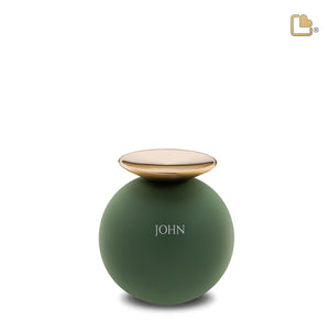 Crescent™ Sphere Keepsake Urn Sage Green & Brushed Gold