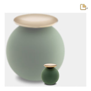 Crescent™ Sphere Keepsake Urn Sage Green & Brushed Gold