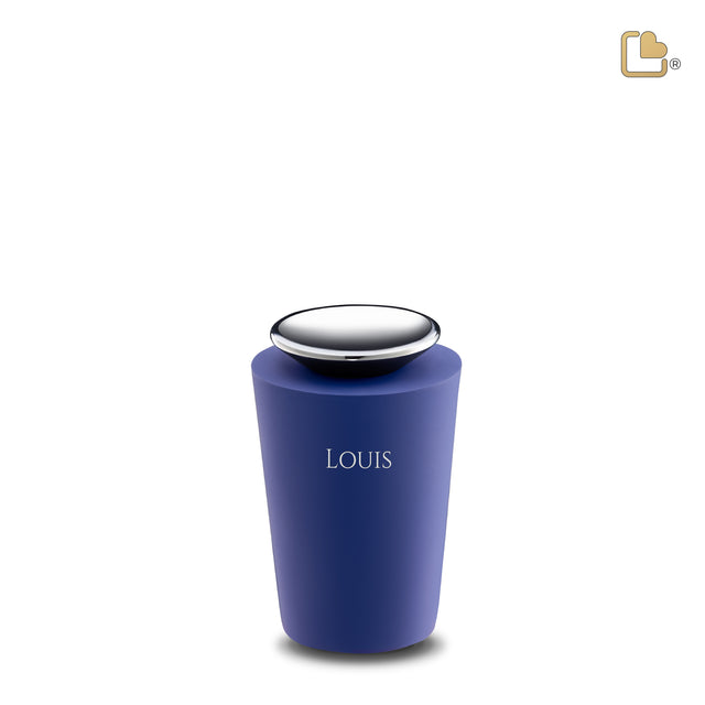 Crescent™ Tall Keepsake Urn Navy & Polished Silver