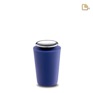 Crescent™ Tall Keepsake Urn Navy & Polished Silver