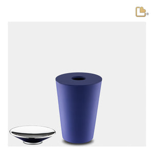 Crescent™ Tall Keepsake Urn Navy & Polished Silver