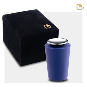 Crescent™ Tall Keepsake Urn Navy & Polished Silver