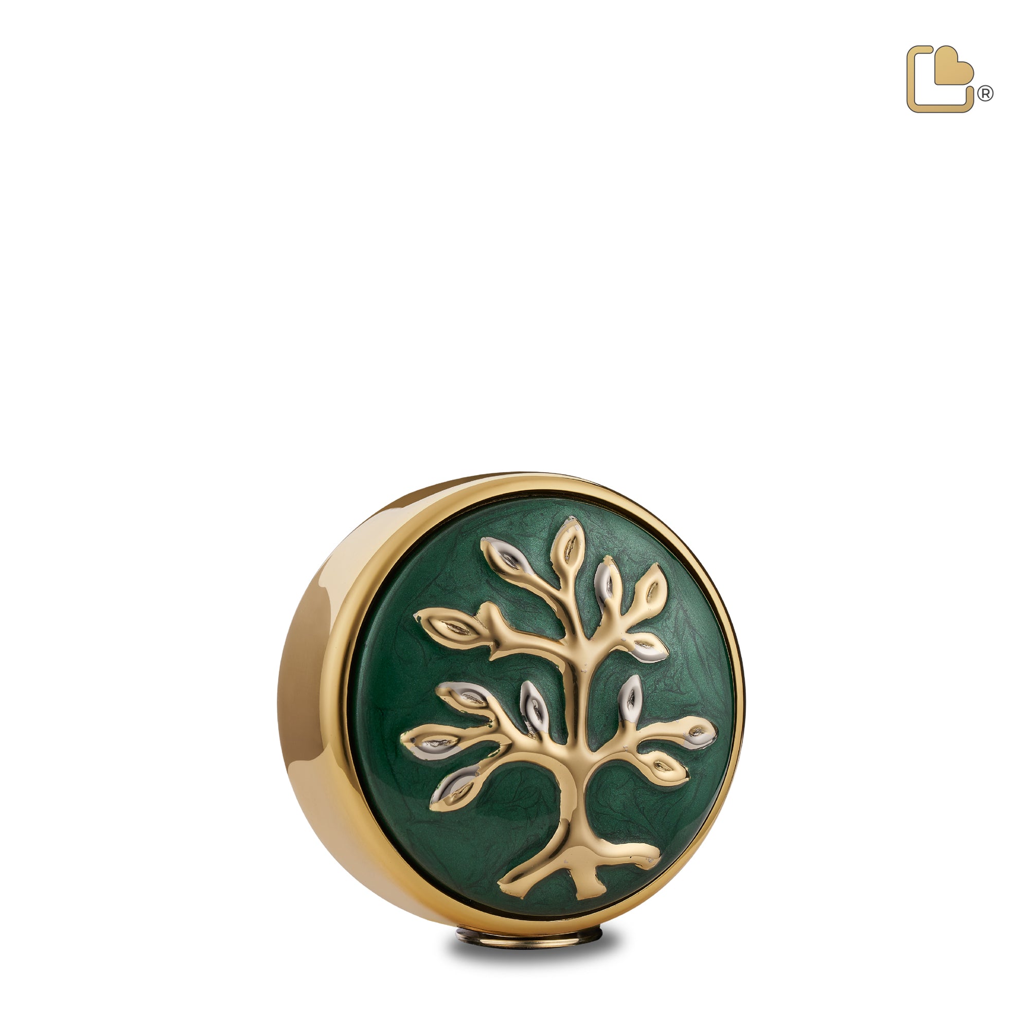 Tree of Love Keepsake Urn Pearl Green & Polished Gold