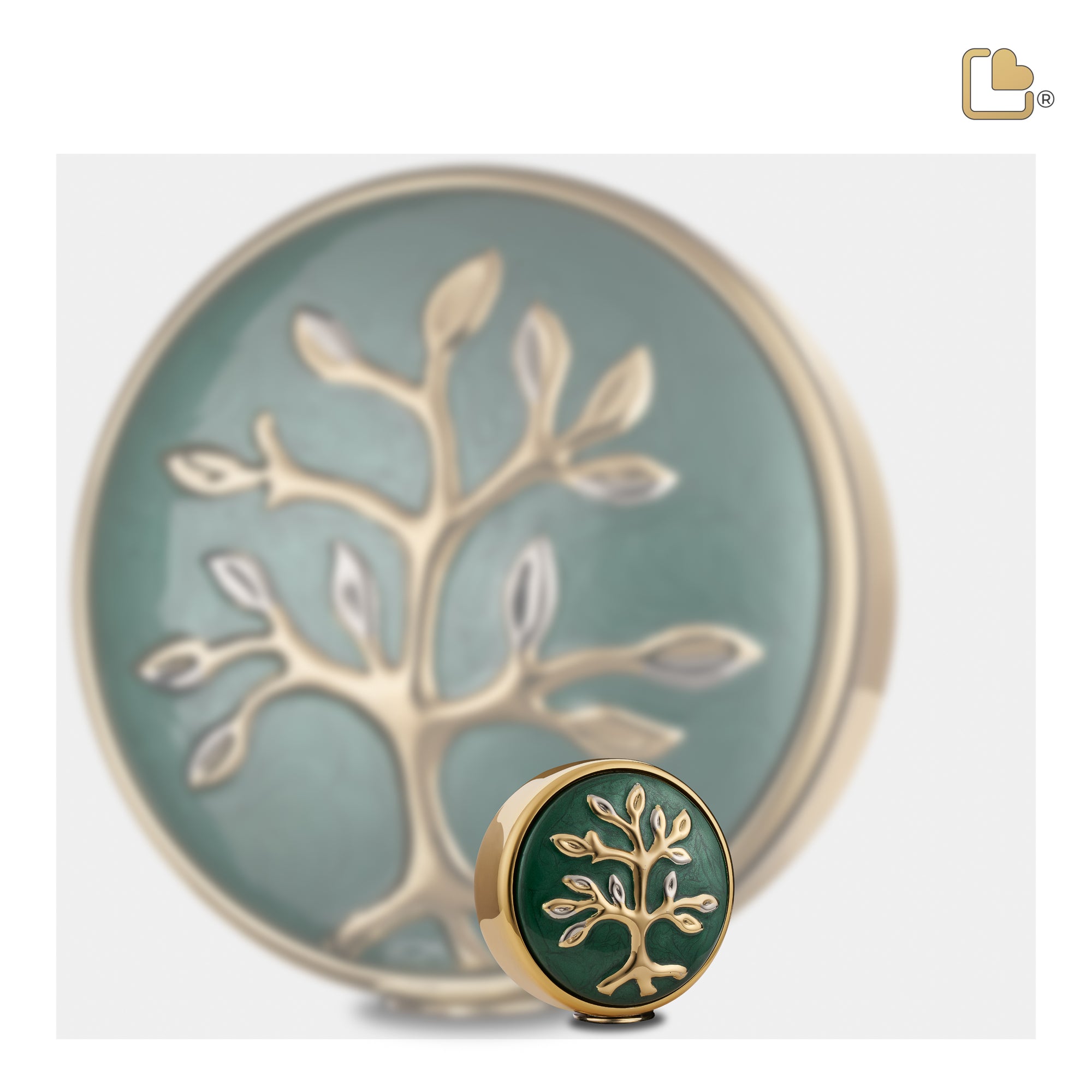 Tree of Love™ Keepsake Urn Pearl Green & Polished Gold