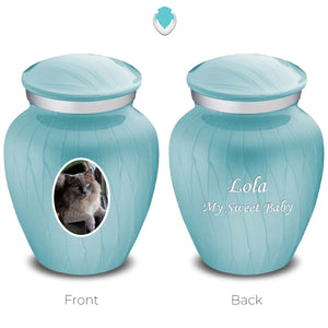 Keepsake Pet Embrace Pearl Light Blue Portrait Cremation Urn