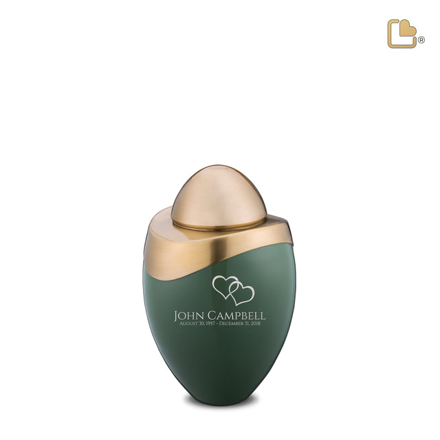 Amore Keepsake Urn Sage Green & Brushed Gold