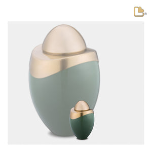 Amore Keepsake Urn Sage Green & Brushed Gold