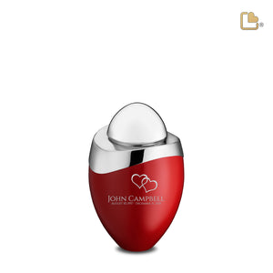 Amore Keepsake Urn Red & Polished Silver