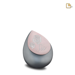 Drop Keepsake Urn French Grey & Brushed Rose Gold