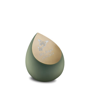 Drop Keepsake Urn Sage Green & Brushed Gold