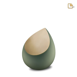 Drop Keepsake Urn Sage Green & Brushed Gold