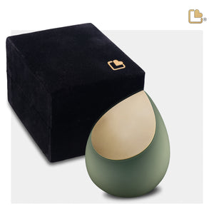 Drop Keepsake Urn Sage Green & Brushed Gold