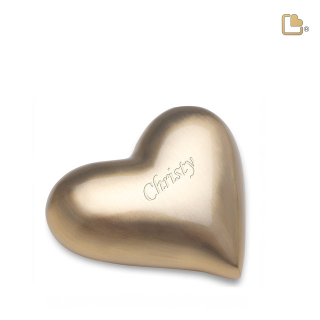 Heart Brushed Gold Cremation Urn