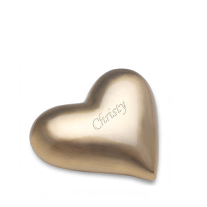 Heart Brushed Gold Cremation Urn