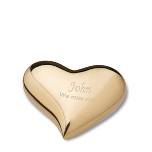 Heart Bright Gold Cremation Urn