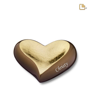 Heart Hammered Gold Bronze Cremation Urn