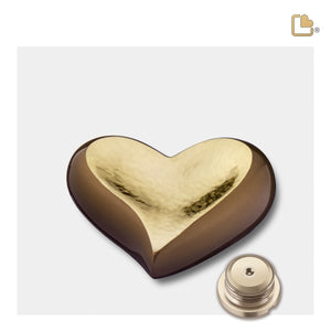 Heart Hammered Gold Bronze Cremation Urn