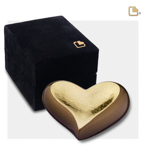 Heart Hammered Gold Bronze Cremation Urn