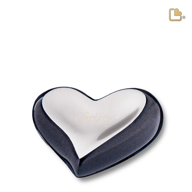 Heart Brushed Pewter Midnight Cremation Urn