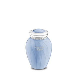 Blessingª Keepsake Urn Pearl Blue & Polished Silver