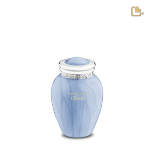 Blessingª Keepsake Urn Pearl Blue & Polished Silver