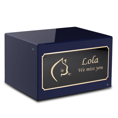 Heritage Navy Cat Large Pet Cremation Box Urn