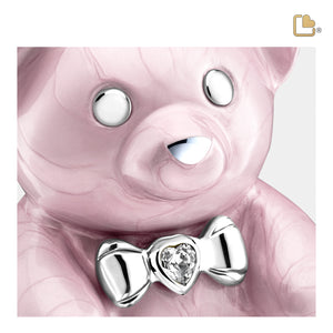 CuddleBear™ Child Urn Pearl Pink & Pol Silver w/Crystal