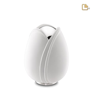 Tulipª Medium Urn White & Polished Silver