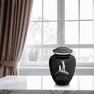 Medium Embrace Black Golfer Cremation Urn