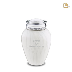 Medium Blessing Pearl Silver Cremation Urn