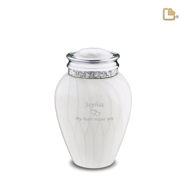 Medium Blessing Pearl Silver Cremation Urn