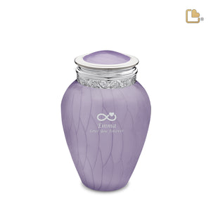 Medium Blessing Pearl Lavender Silver Cremation Urn