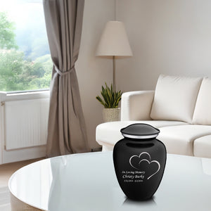 Medium Embrace Black Hearts Cremation Urn