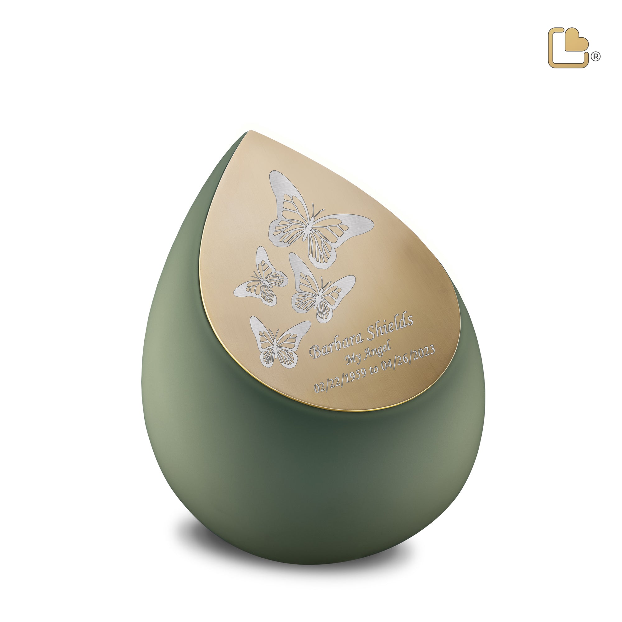 Drop Medium Urn Sage Green & Brushed Gold