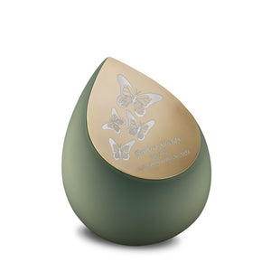 Drop Medium Urn Sage Green & Brushed Gold